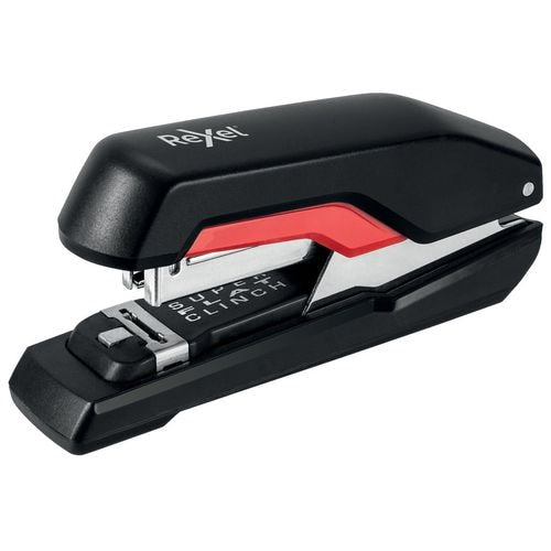 Rexel Supreme Heavy Duty Flat Clinch Stapler S50 2115676 Half Strip Black, Red 50 Sheets No.50 Metal, Plastic