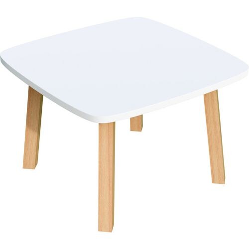 Paperflow Side Table with White & Beech Coloured Medium-Density Fibreboard & Lacquered Solid Wood Top and 4 Feet Legs Woody 600 x 600 x 400mm