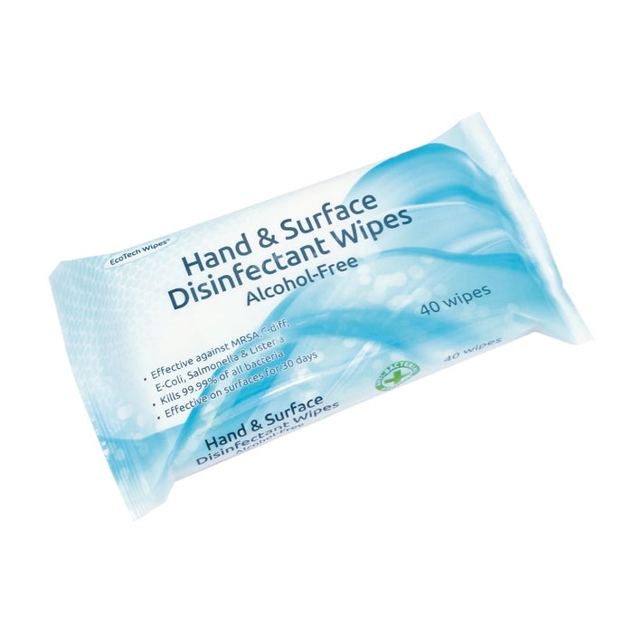 (BLUE) EcoTech Hand & Surface Disinfectant Wipes (20x17cm) Flowpack of 40 Wipes