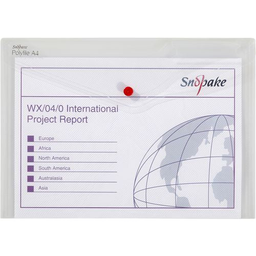 Snopake Polyfile A4 Press Stud PP (Polypropylene) Landscape 33 (W) x 2 (D) x 24 (H) cm Transparent Pack of 5