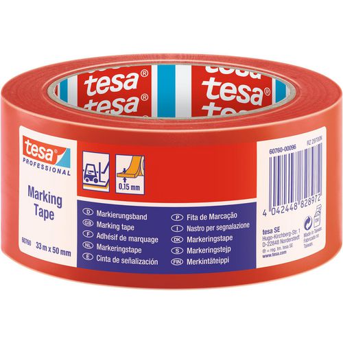 tesa Floor Marking Tape tesa Professional Red 50 mm (W) x 33 m (L) PVC (Polyvinyl Chloride) 60760