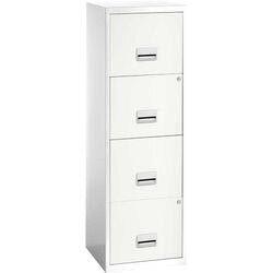 Pierre Henry Steel Filing Cabinet with 4 Lockable Drawers 400 x 400 x 1250 mm White