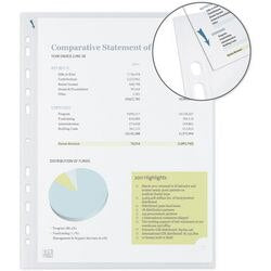 OXFORD Quick In Punched Pockets A4 Smooth Transparent 75 microns Polypropylene Up 11 Holes Pack of 100