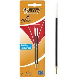 BIC Ballpoint Pen Refill 4 Colours 0.4 mm Red Pack of 2