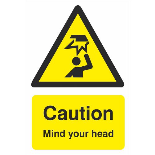 Caution mind your head Sign vinyl adhesive 100MM X 150MM