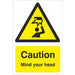 Caution mind your head Sign vinyl adhesive 100MM X 150MM