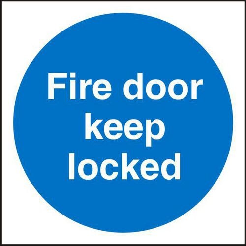 Fire Door keep locked vinyl adhesive sign 100MM X 100MM