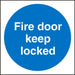 Fire Door keep locked vinyl adhesive sign 100MM X 100MM