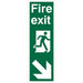 Portrait fire exit arrow down right Sign 450mm x 150mm