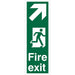 Portrait fire exit arrow up right Sign 450mm x 150mm