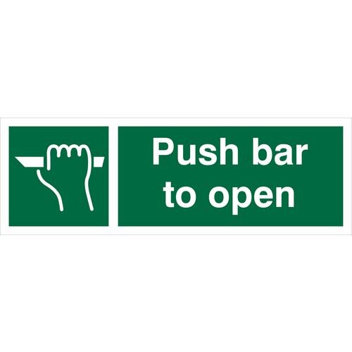 Push bar to open vinyl adhesive Sign 300mm x 100mm