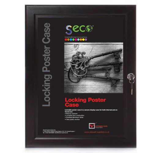 Stewart Superior Wall Mountable Lockable Poster Case 110 x 162 cm Black