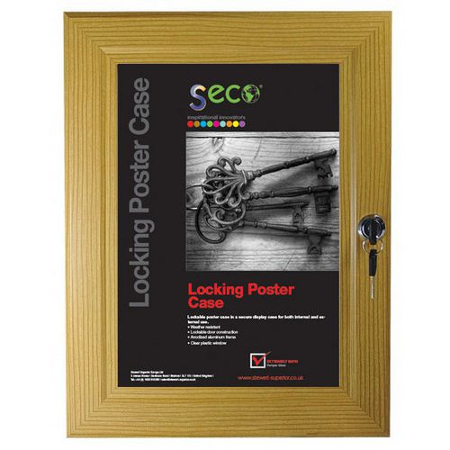 Stewart Superior Wall Mountable Lockable Poster Case 93 x 128 cm Light Wood