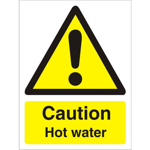 Warning Sign Hot Water Vinyl 7.5 x 5 cm