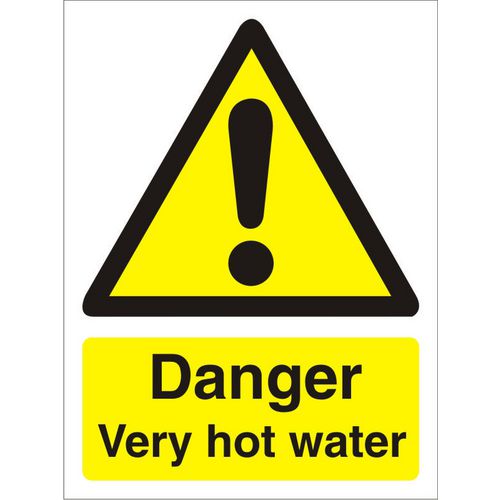 Warning Sign Very Hot Water Plastic 7.5 x 5 cm