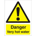 Warning Sign Very Hot Water Plastic 7.5 x 5 cm