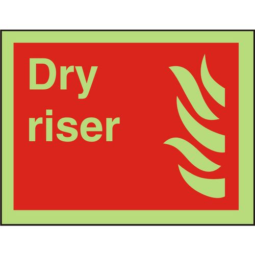 Fire Sign Dry Riser Vinyl Red, Green 15 x 20 cm