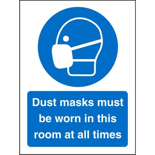 Mandatory Sign Dust Masks vinyl Blue, White 20 x 15 cm