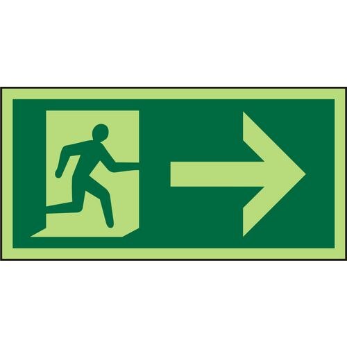 Fire Exit Sign with Right Arrow Self Adhesive Plastic 10 x 20 cm