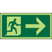 Fire Exit Sign with Man Running and Right Arrow Self Adhesive Vinyl Green 10 x 20 cm