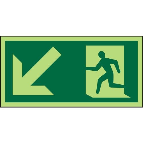 Fire Exit Sign Down Left Arrow Plastic 15 x 30 cm