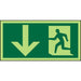 Fire Exit Sign Down Arrow Plastic Green 10 x 20 cm