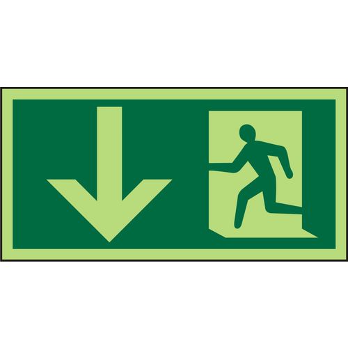 Fire Exit Sign Down Arrow Plastic 15 x 30 cm