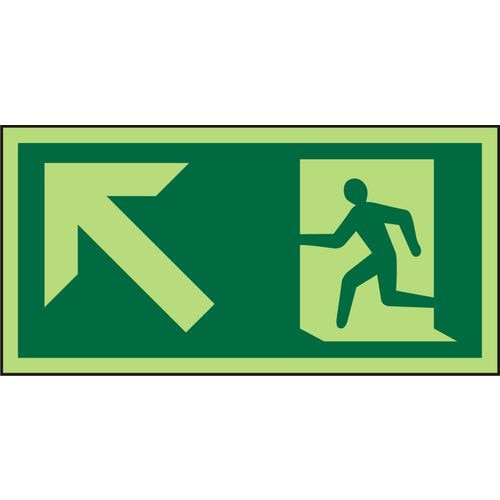 Fire Exit Sign Up Left Arrow Vinyl 10 x 20 cm