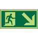 Fire Exit Sign Down Right Arrow Plastic Green 10 x 20 cm