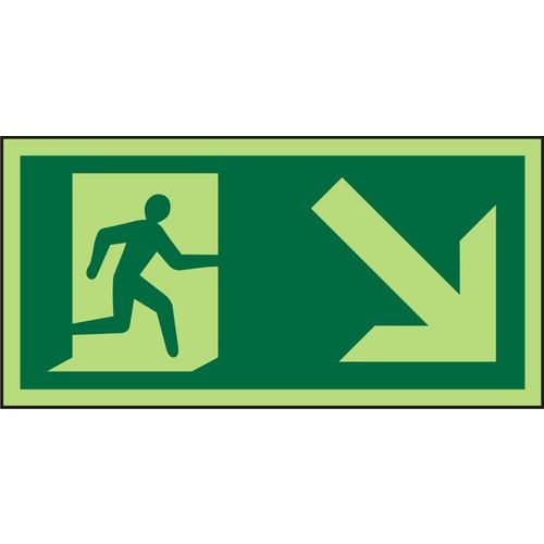 Fire Exit Sign Down Right Arrow Vinyl 10 x 20 cm