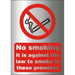 Prohibition Sign Against The Law to Smoke on These Premises Aluminium Silver, Red 20 x 15 cm