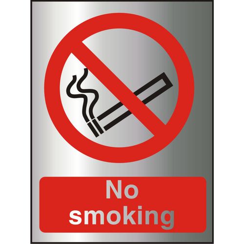 Prohibition Sign No Smoking Acrylic Self Adhesive Silver, Red 20 x 15 cm