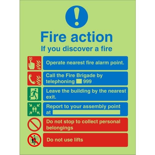 Fire Sign If You Discover A Fire Plastic 30 x 20 cm