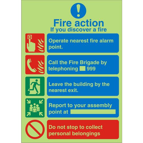 Fire Action Sign If You Discover A Fire Vinyl 30 x 20 cm