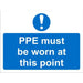 Mandatory Sign PPE Must Be Worn At This Point Fluted board Blue White 45 x 60 cm