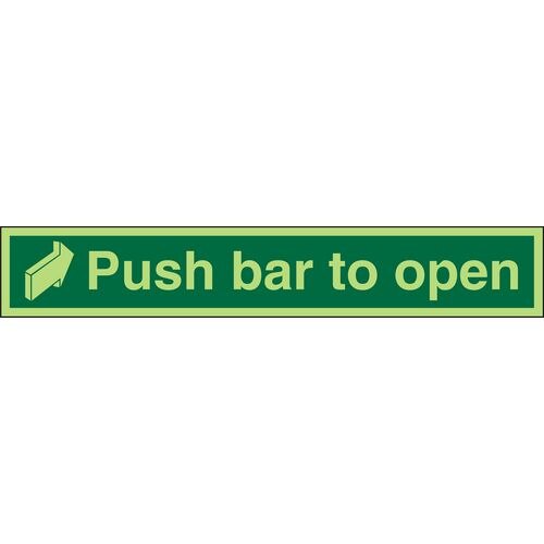 Exit Sign Push Bar To Open with Right Arrow Self Adhesive Plastic 7.5 x 45 cm