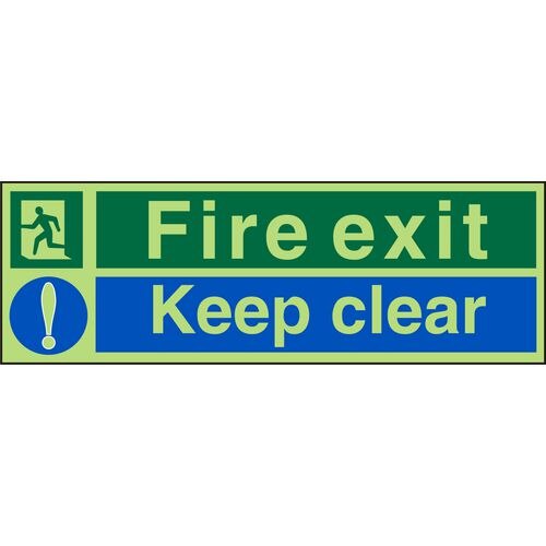 Mandatory Sign Keep Clear Vinyl Green, Blue 15 x 45 cm