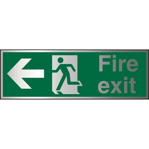 Fire Exit Sign Left Arrow Aluminium 10 x 30 cm