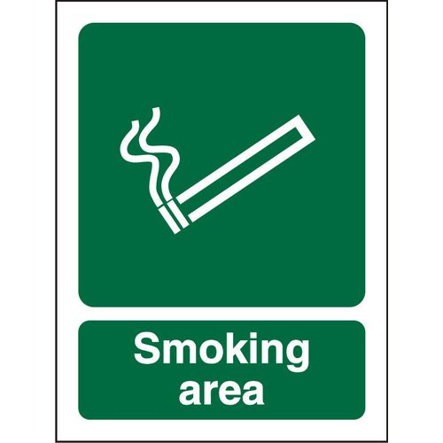 Mandatory Sign Smoking Area Acrylic Green, White 20 x 15 cm