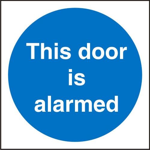 Mandatory Sign Door Alarmed vinyl 20 x 20 cm