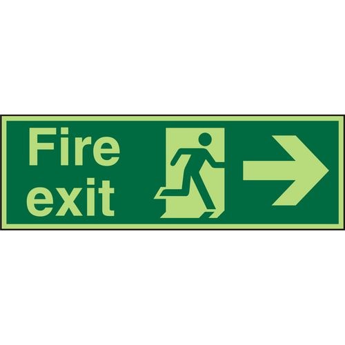 Fire Exit Sign Man Running with Right Arrow Acrylic 10 x 30 cm