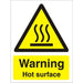 Warning Sign Hot Surface Plastic Yellow, Black 7.5 x 5 cm