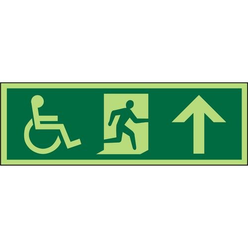 Fire Exit Sign Wheel Chair Up Arrow acrylic 15 x 45 cm