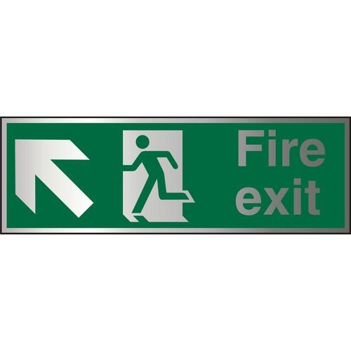 Fire Exit Sign Up Left Arrow Aluminium 10 x 30 cm