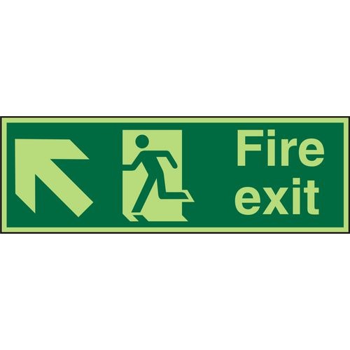 Fire Exit Sign Up Left Arrow Vinyl 10 x 30 cm