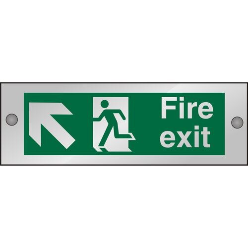 Fire Exit Sign Man Running with Up Left Arrow Acrylic 10 x 30 cm