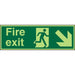 Fire Exit Sign Down Right Arrow Vinyl 10 x 30 cm