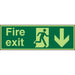 Fire Exit Sign Down Arrow Vinyl Green 10 x 30 cm