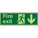 Fire Exit Sign with Down Arrow Self Adhesive Acrylic Green 10 x 30 cm