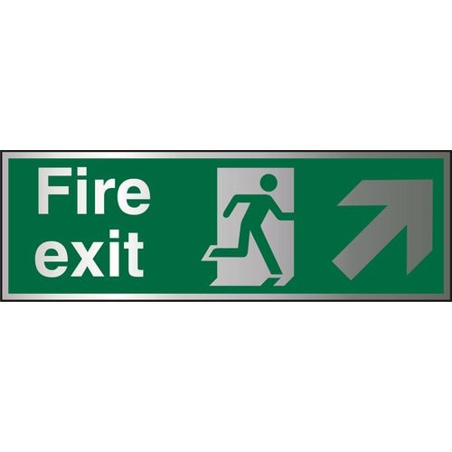 Fire Exit Sign Up Right Arrow Aluminium 10 x 30 cm